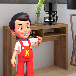 Kerito segurando uma xicara de café